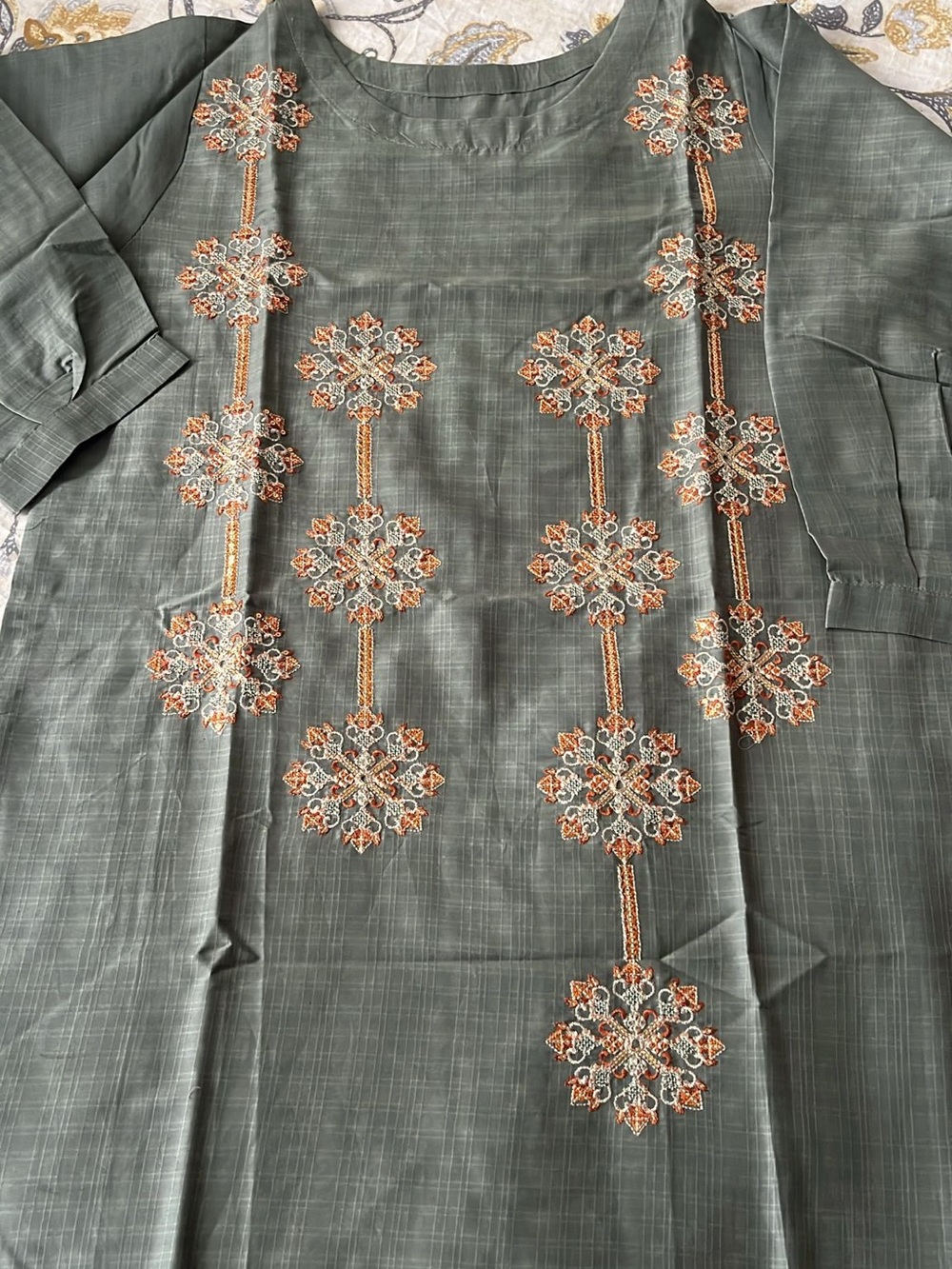 Embroidered Sage Green Women’s Dress